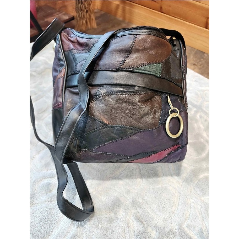 Vintage‎ Mitzi Handbag Patch Leather Multi Color With Shoulder Strap